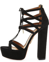 Aquazzura Beverly Hills Plateau 140mm Sandal Black