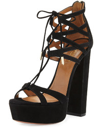 Aquazzura Beverly Hills Plateau 140mm Sandal Black