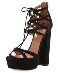 Aquazzura Beverly Hills Plateau 140mm Sandal Black