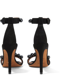 Givenchy Classic Line Beaded Suede Sandals Black