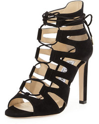 Jimmy Choo Hitch Caged Suede 100mm Sandal