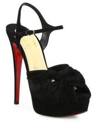 Christian Louboutin Ionescadiva Knotted Suede Platform Sandals