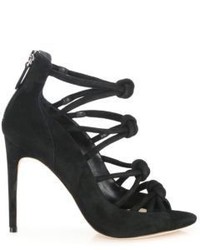Alexandre Birman Knotted Suede Cage Sandals