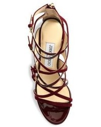 Jimmy Choo Livvy 100 Strappy Suede Patent Leather Sandals