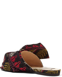 No.21 No 21 Knotted Embroidered Suede Sandals Black