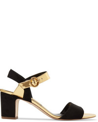 Rupert Sanderson Pythia Suede And Mirrored Leather Sandals Black