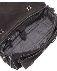Proenza Schouler Ps1 Medium Suede Satchel Bag Black