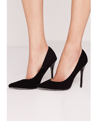 Missguided Black Faux Suede Pointed Stiletto Court Shoes
