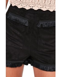 Missguided Fringe Detail Faux Suede Shorts