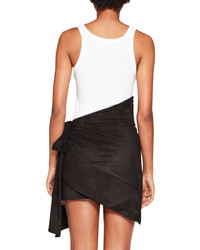 Saint Laurent Asymmetric Suede Wrap Skirt