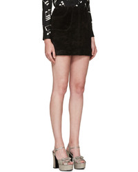Saint Laurent Black Calf Suede Miniskirt
