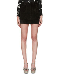 Saint Laurent Black Calf Suede Miniskirt