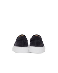 Common Projects Black Suede Slip On Sneakers