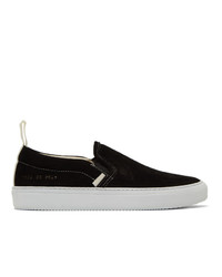 Common Projects Black Suede Slip On Sneakers