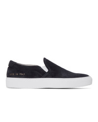 Common Projects Black Suede Slip On Sneakers