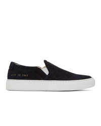 Woman by Common Projects Black Suede Slip On Sneakers