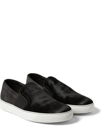 Lanvin Calf Hair And Suede Slip On Sneakers