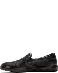 Jimmy Choo Navy Sparkle Suede Grove Slip On Shoes