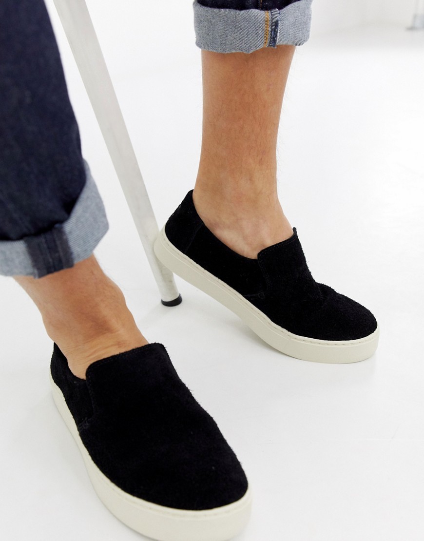 black suede slip on trainers