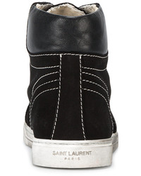 Saint Laurent Black Suede Antibe Hi Top Sneakers