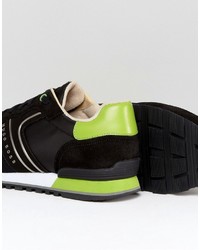 Boss Green By Hugo Boss Suede And Leather Sneakers Black