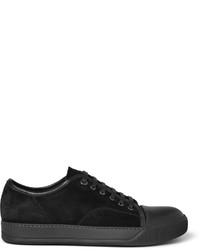 Lanvin Cap Toe Leather And Suede Sneakers