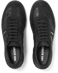 Neil Barrett Distressed Leather And Suede Sneakers