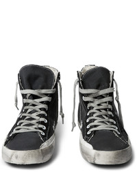 Golden Goose Deluxe Brand Francy Distressed Canvas And Suede Sneakers