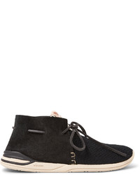 VISVIM Huron Leather Trimmed Mesh And Suede Sneakers