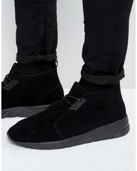 Asos Lace Up Sneakers In Black Faux Suede