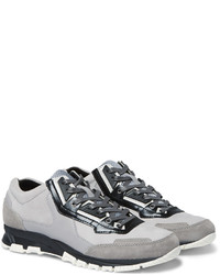 Lanvin Patent Leather Trimmed Nubuck And Suede Sneakers