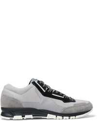 Lanvin Patent Leather Trimmed Nubuck And Suede Sneakers