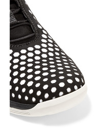 Prada Perforated Suede And Neoprene Sneakers Black