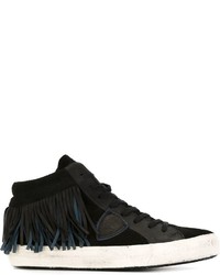 Philippe Model Fringe Ankle Frayed Panel Detail Hi Top Sneakers