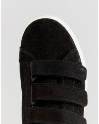 Pieces Siri Black Suede Velcro Sneakers