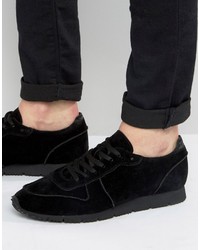 Asos Retro Sneakers In Relaxed Black Faux Suede