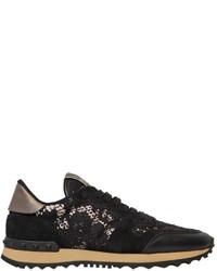 Valentino Rockstud Lace Suede Sneakers