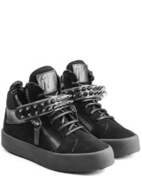 Giuseppe Zanotti Suede Sneakers With Stud Embellisht