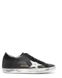 Golden Goose Deluxe Brand Super Star Distressed Leather And Suede Sneakers Black
