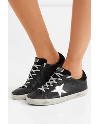 Golden Goose Deluxe Brand Superstar Distressed Leather And Suede Sneakers Black