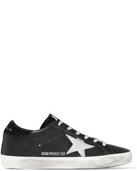 Golden Goose Deluxe Brand Superstar Distressed Leather And Suede Sneakers Black