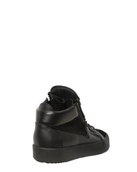 Giuseppe Zanotti Design Zip Up Leather Suede Mid Top Sneakers
