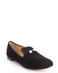 Giuseppe Zanotti Black Suede Tassel Detail Loafer Flats