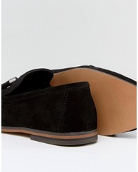 Asos Loafers In Black Suede With Tassels