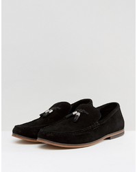 Asos Loafers In Black Suede With Tassels