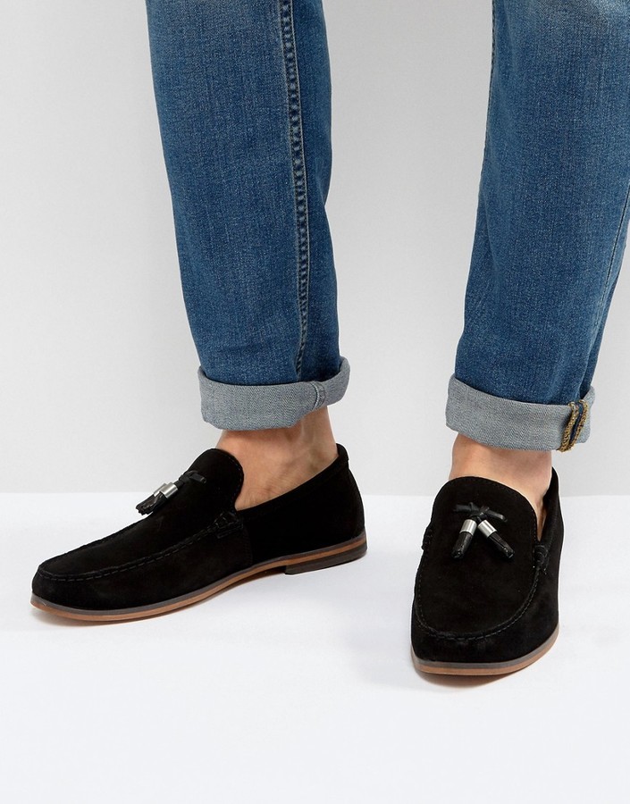 Asos Loafers In Black Suede With Tassels 57 Asos Lookastic 1336