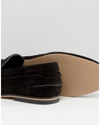Asos Tassel Loafers In Black Faux Suede With Fringe