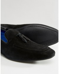 Red Tape Tassel Loafers In Black Suede