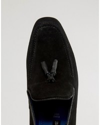 Red Tape Tassel Loafers In Black Suede