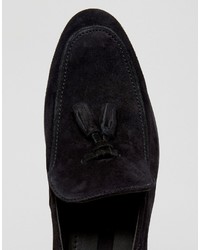 Dune Tassel Loafers In Black Suede